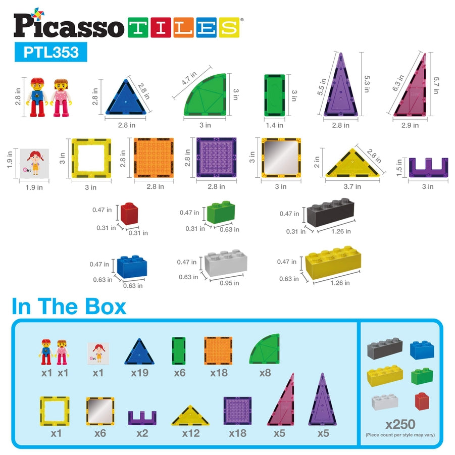353 Piece Magnetic Brick Tile Combo Set
