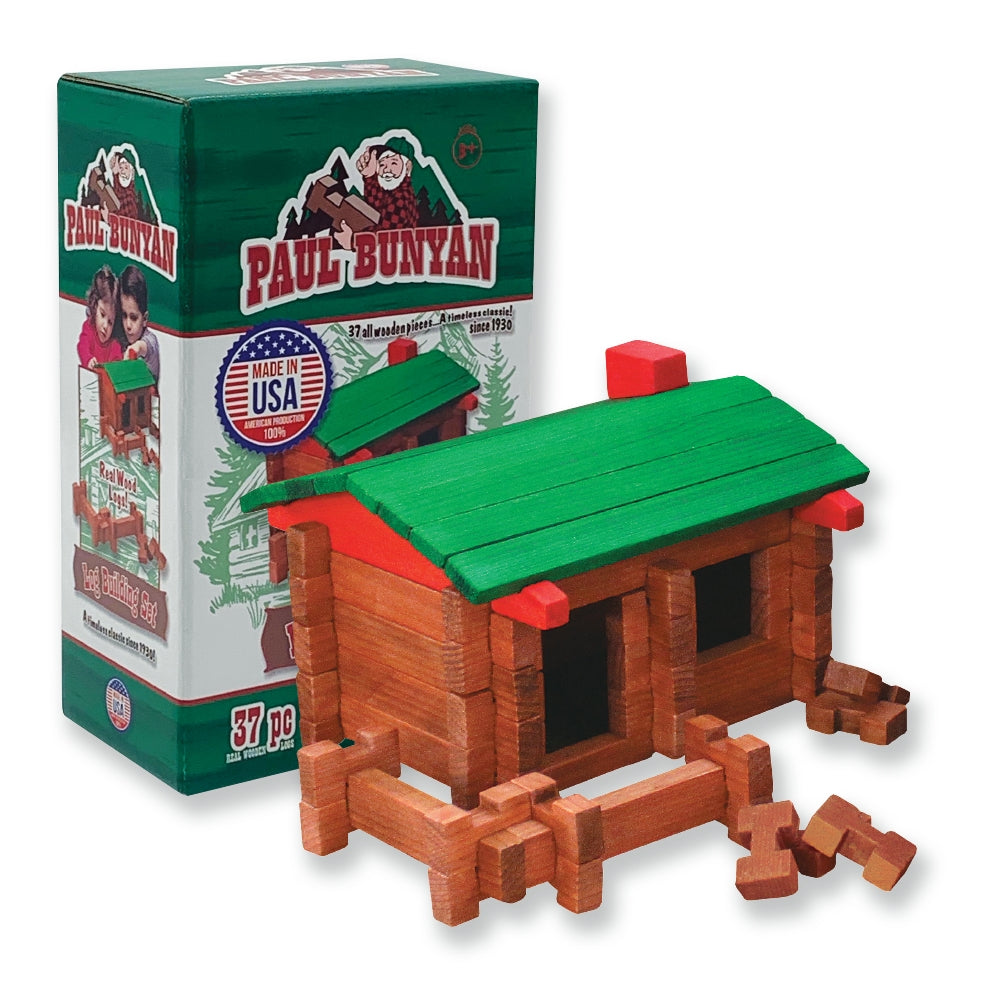 All Wooden 50-Piece Log Cabin Building Toy