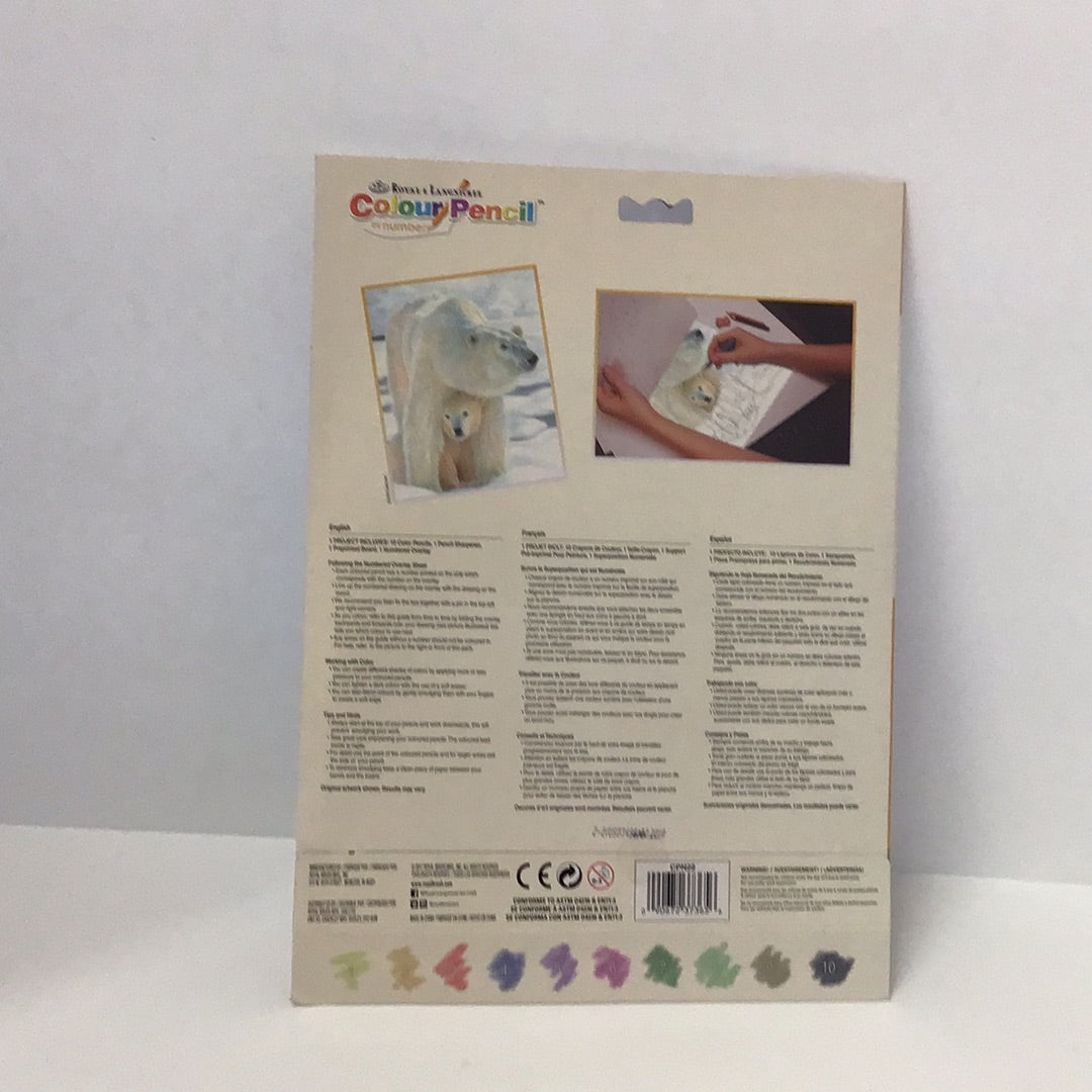 Polar love (bear w/cub) pencil by number