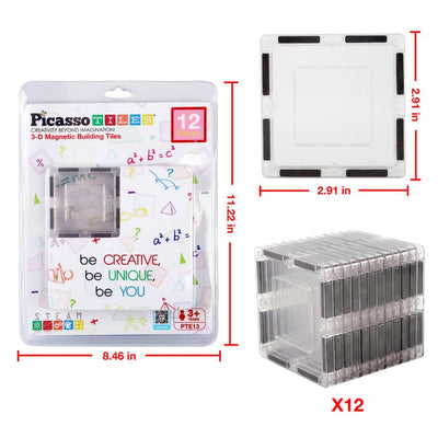 12 Pc Clear Transparent Magnetic Building Tiles