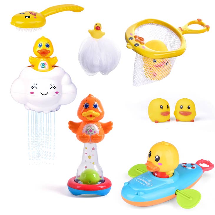 Delightful Duck Bath Toy Set For Kids, 8 Pcs