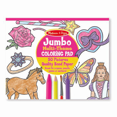 Jumbo 50-Page Kids' Coloring Pad - Horses, Hearts, Flowers, and More