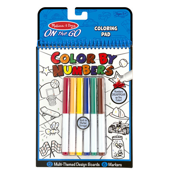On the Go Color by Numbers Kids' Design Boards With 6 Markers