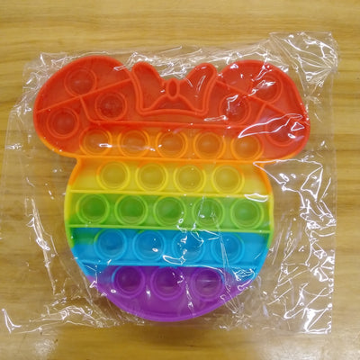 Fidget Popper- 6" Rainbow Mouse w/Bow