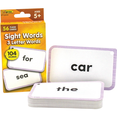 Sight Words Flash Cards - 3 Letter Words