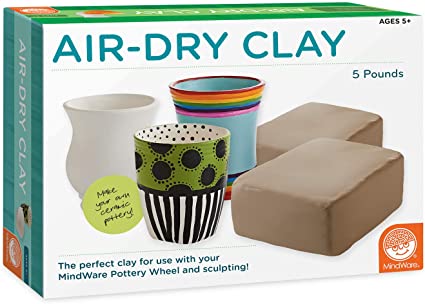 MindWare Air Dry Pottery Clay, Refill for Kids Pottery Wheel - Includes 5 Pounds of Clay