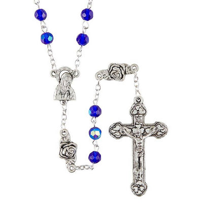 Rosebud Of Bead Rosary-Sapphire