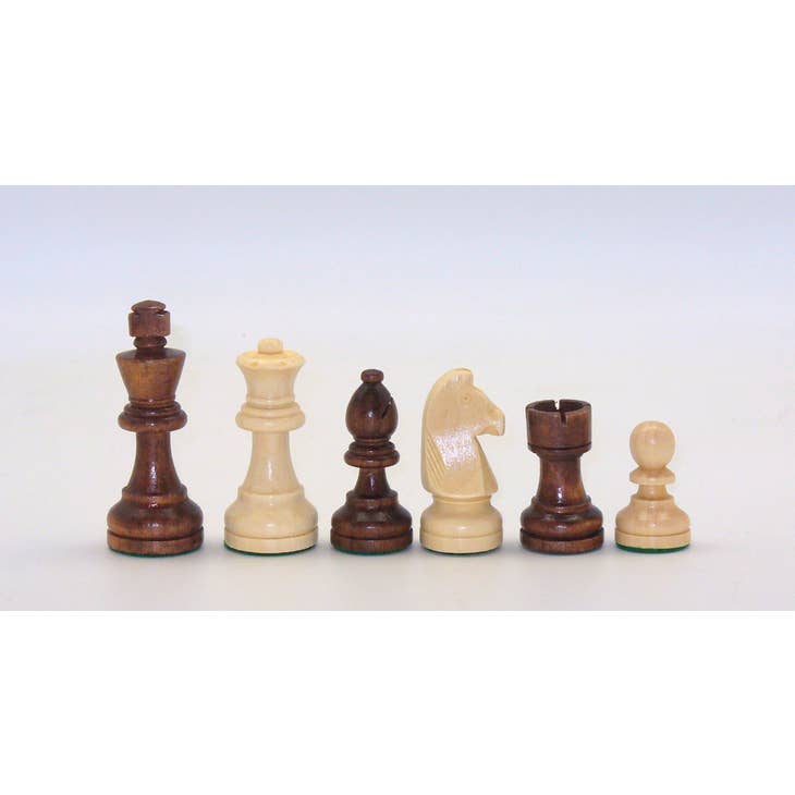 Brown and Natural Boxwood German Knight Chessmen