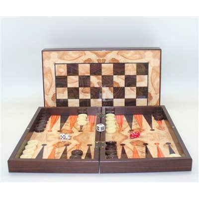 Backgammon- 15" Ashwood Decoupage Backgammon Set