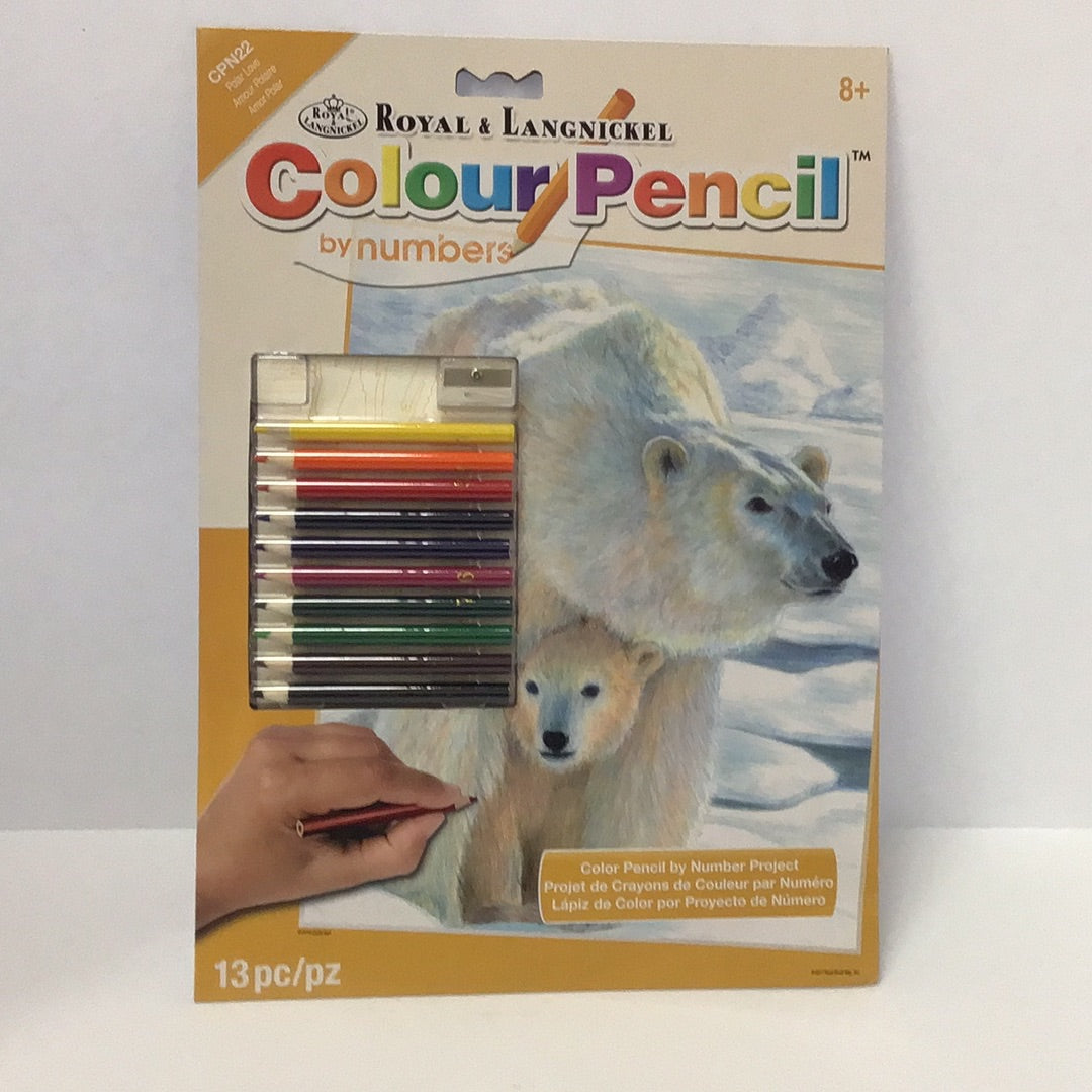 Polar love (bear w/cub) pencil by number